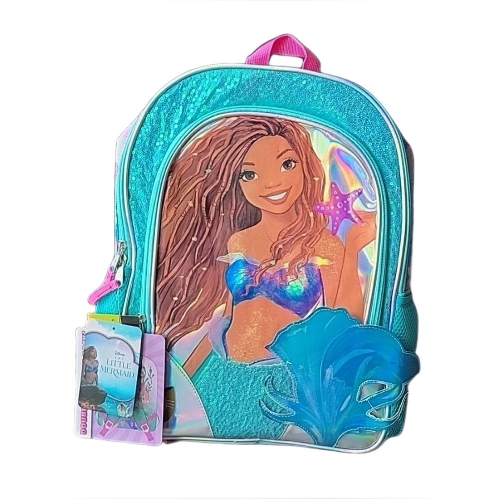 Little Mermaid Kids Ariel Sequin 17" Laptop Backpack RARE+Gift inside
